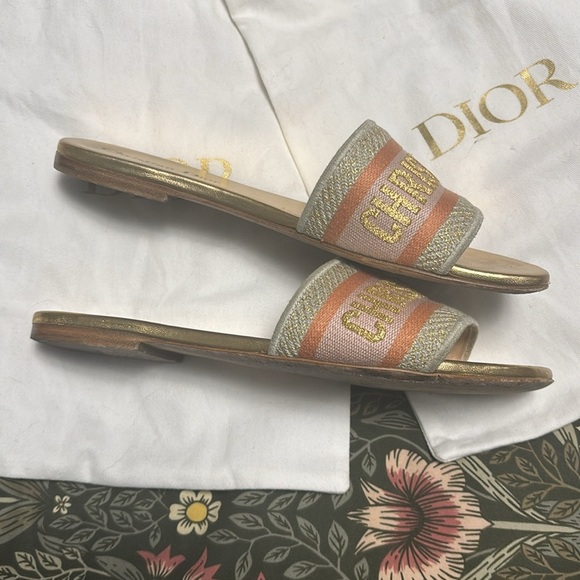 Dior Gold and Pink Women's Sandals - Picture 3 of 9